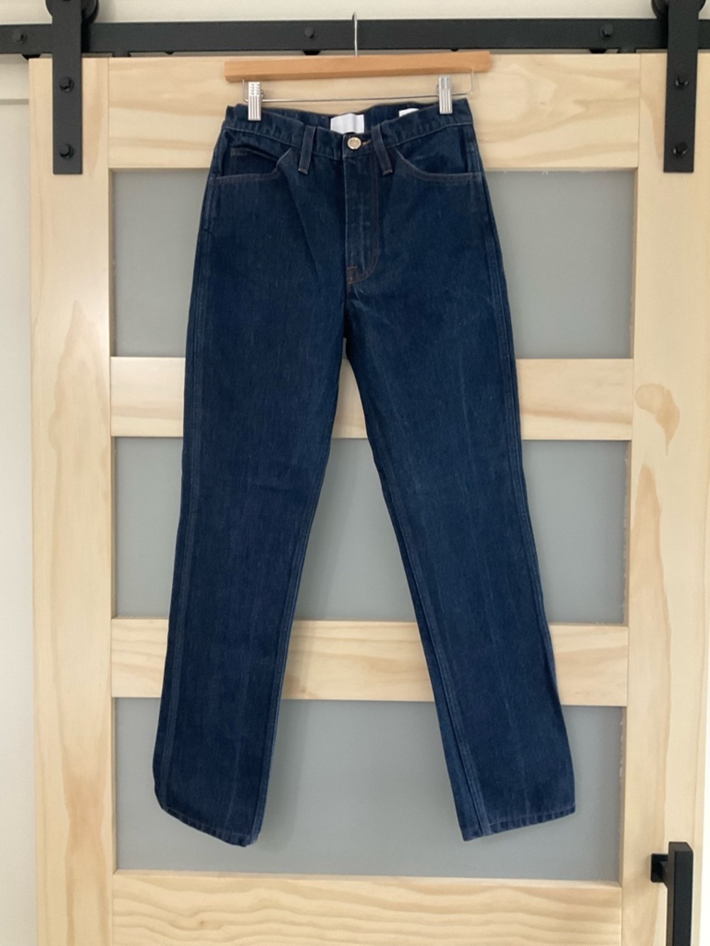Frame Le Italien True Straight Jeans Size 25 Dark Wash High Rise Premium Denim